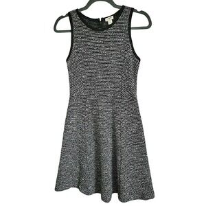 J. Crew 0 Black White Tweed Wool Blend Fit and Flare Dress Size 0 XS‎